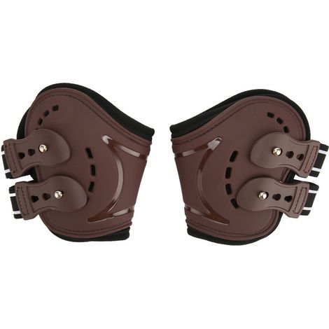 Guêtres pour boulets de cheval respirantes absorbant les chocs, pattes postérieures perforées pour la protection contre les blessures, marron L-Crezuo