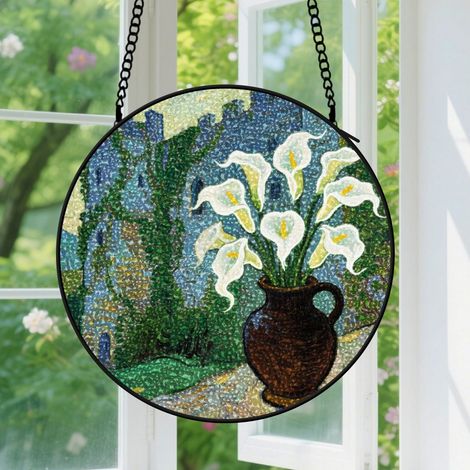9cm Suspension décorative vitrale pour fenêtre, décoration pour fenêtres intérieures, cadeau de pendaison de crémaillère (1/5)