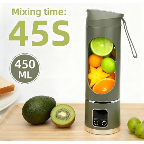 Liquidificador portátil de 450ml, ideal para preparar smoothies e sucos líquidos (branco). (1/4)