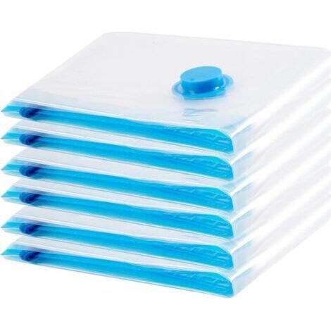 Sac de Rangement Sous Vide 6PCS,Sac sous vide Vetement Aspirateur,Compression Housse Aspirable Rangement Réutilisable pour Literie, Vêtements, Couettes, Matelas,Tente et Voyages(80 60 (1/5)