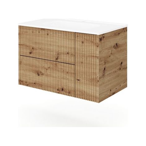 BASE SOSPESA MOBILE BAGNO CON LAVABO MOD. TRIO CANNETTATO Misura: cm 81x46 Bianco opaco (1/2)