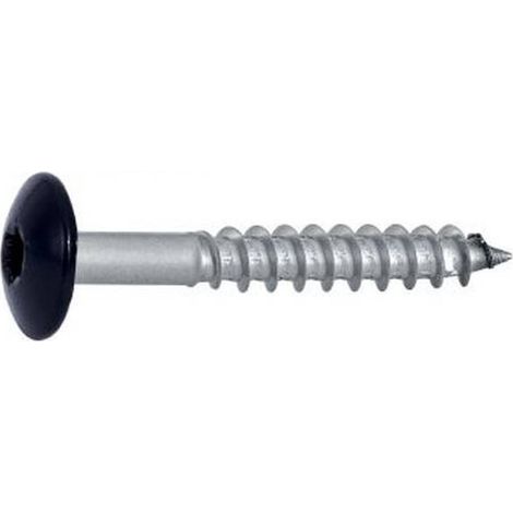 100 Vis de Façade Tête Cylindrique Extra Large Six Lobes 4.8 x 38 mm RAL 9005 Noir - Inox A2 - D-Work (1/5)