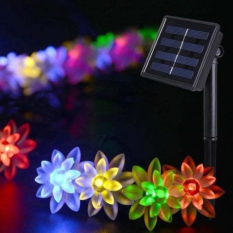 Guirlande Lumineuse Solaire - Fleur De Lotus - 100 LED - 12 M - Pour Jardin Extérieur Décoration Noël - 1 Pièce (1/5)