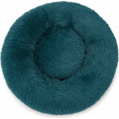 Niche ronde en fausse fourrure douce bleu turquoise 40 x 35 cm (1/5)