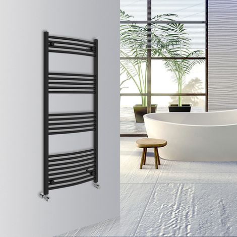 WarmeHaus Curved Bathroom Heated Towel Rail 1400x600mm Black
