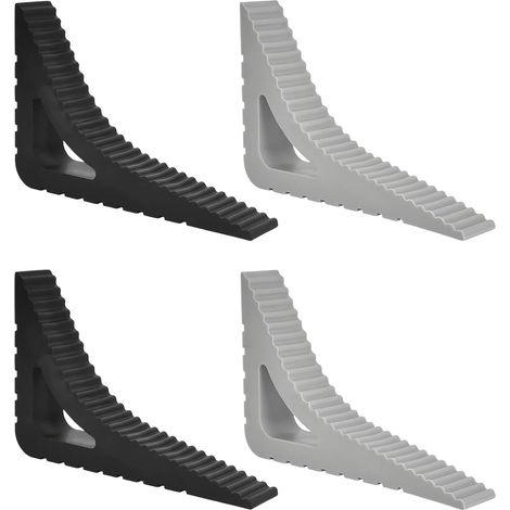 4 Pièces Cale Porte Sol, Antidérapant Cale Porte Caoutchouc, Triangulaire Bloc Portes Securite Caoutchouc, Noir et Gris Arrêts de Portes, pour Maison, Bureau, Hôtel (1/5)