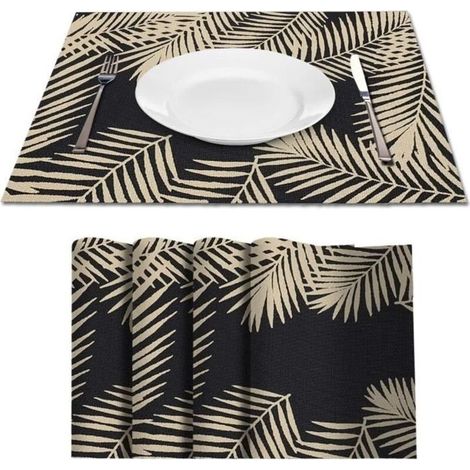 (Noir)Sets de Table - Noname - Lot de 4 - PVC Tressé - Antidérapant - Lavable - Résistant à la Chaleur (1/4)