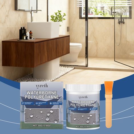Revêtement adhésif imperméable pour toitures et maisons, adapté à de multiples surfaces, facile à appliquer, agent d'imperméabilisation transparent – 300 g x 1, pinceau x 1 (1/5)