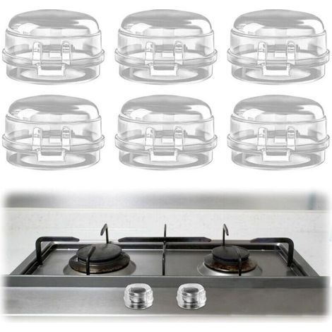 6 Pièces Cache-Boutons de Cuisinière, Protection Gaziniere, Bouton de Sécurité Four, Couvercle Transparent, Bouton Amovible, pour Protection Serrures Bébé Cuisine Sécurité (Blanc) (1/5)