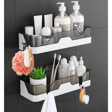 Set of 2 Shower Caddy, No Drilling Shower Caddy, Wall Mounted Shower Caddy Baskets (1/5)
