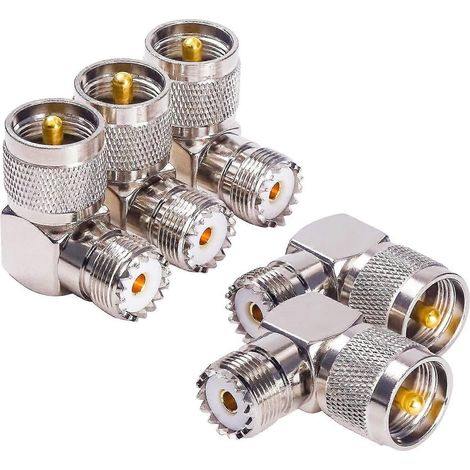 Adaptateur coaxial RF UHF PL259 mâle vers SO239 femelle, coudé à 90°, faible perte, lot de 2, pour antenne CB/radioamateur, câble coaxial (1/5)