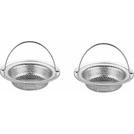 2PCS-Bouchon Evier Cuisine, Filtre Evier avec Poignée, Bouchon Evier en Acier Inoxydable, Crépine Cuisine Meilleur pour Vidange et Antiblocage (11 x 8 x 2 cm)