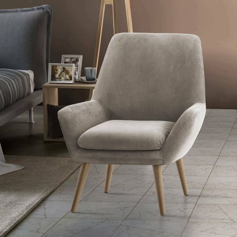 Talamo Italia Lounge-Sessel Annarita, Design-Sessel für das Wohnzimmer, 100% Made in Italy, Relaxsessel aus gepolstertem Stoff, Cm 80x70h95, Turteltaube (1/5)