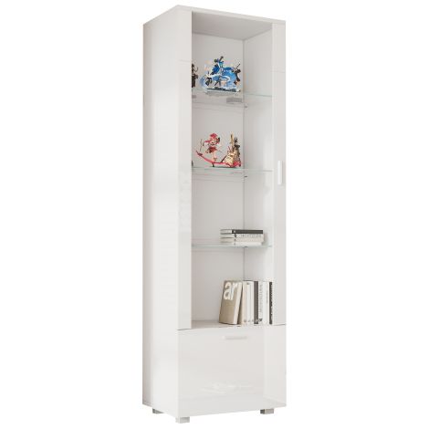 Zqoyn Vitrines 50 × 40 × 160 cm en blanc brillant avec vitrage en acrylique, vitrine en acrylique à éclairage LED, vitrines pour objets de collection, bibliothèques et vitrine en acrylique (1/5)