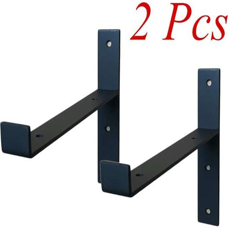 Supports d'étagère muraux en métal, équerres de fixation estampées pour étagères suspendues, 125 mm x 75 mm, acier inoxydable finition noir mat, lot de 4 (1/5)