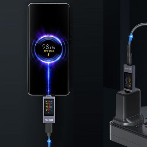 Type C Mobile Phone Charger Tester, PD DC Voltmeter, Aluminum Alloy Housing, Power Meter Stand, Voltage 4-30V, 0-12A, Fast Charging Test, Compatibility (1/5)