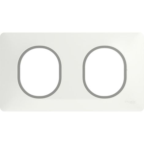 PLAQUE DE FINITION DÉCO OVALIS SCHNEIDER 2 POSTES - HORIZONTAL - BLANC FILET CHROMÉ SCHNEIDER ELECTRIC