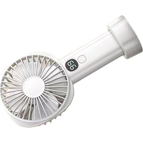 Tragbarer Handventilator, USB-aufladbar, akkubetrieben, 5 Geschwindigkeitsstufen, leiser Mini-Handventilator mit Akkuanzeige, Weiß (1/5)
