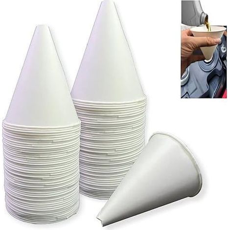 Lot de 100 entonnoirs huile papier 8,5x10,5 cm – Coniques, mini – Faciles, jetables (1/5)