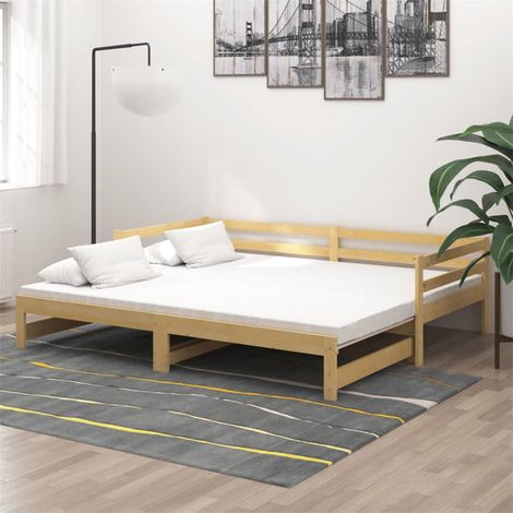 FIMEI Lit coulissant Bois de pin massif 2x(90x200) cm (1/5)