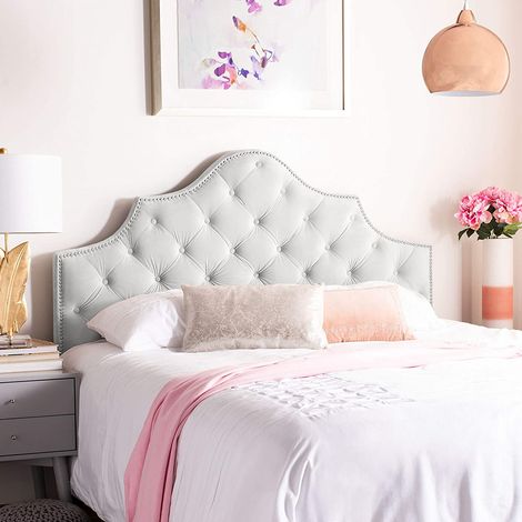 Gemia Silver Plush Small Single 26 inch Strutted Headboard (1/3)