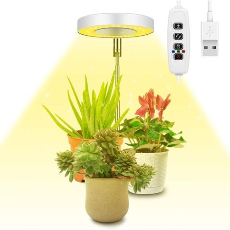 Élèvent Lumière Plantes,Lampe de Croissance LED à Spectre Complet Réglable en Hauteur pour Petites Plantes,9 Luminosité Réglable, Rotatif à 180° & Minuterie Marche/Arrêt Automatique 3/9/12H（63cm）