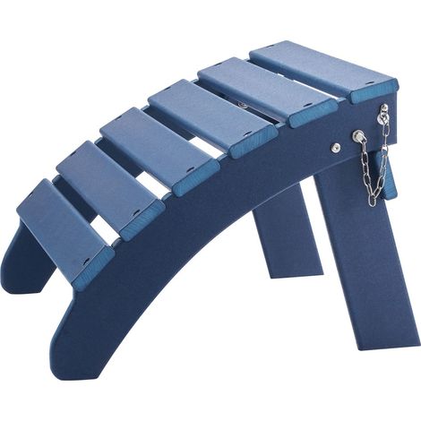 Pouf Adirondack 47,5 x 48 x 35 cm, HDPE pliable, repose-pieds résistant aux intempéries, porche, coloris bleu, usage polyvalent (1/5)