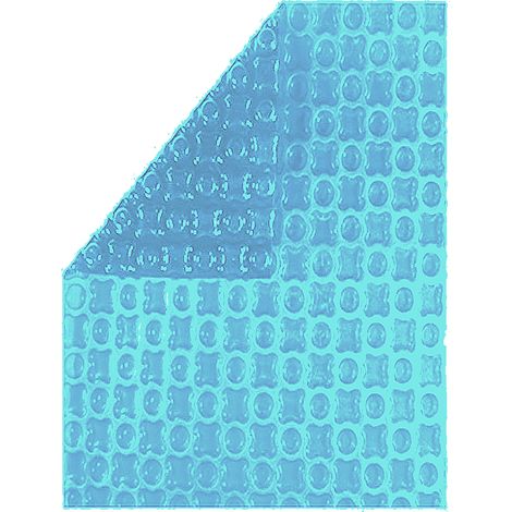 Bâche à Bulles Piscine 3x2,5 m OXO Light Blue 400 microns - Non Bordée - Confection France - Kit oeillets + bâchette protection