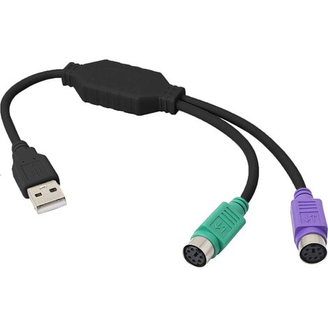 Adaptateur Ps2 Vers Usb - 2 Ports Femelles Ps2 Clavier Et Souris - Compatible Kvm Switch - 1 Port Usb Mâle (1/5)