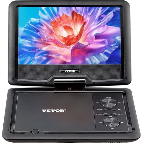 VEVOR Lettore DVD Portatile con Schermo Girevole 256 mm, Lettore DVD da Viaggio con Altoparlante Doppio, Supporto Sincronizzazione TV/USB/Scheda SD/CD/DVD, Caricabatteria da Auto (1/5)