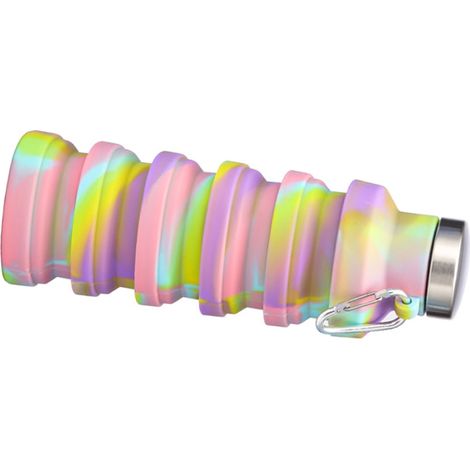 Gourde pliante en silicone nomade étanche réutilisable tasse à eau voyage plein air camping randonnée sport rose camouflage (1/4)