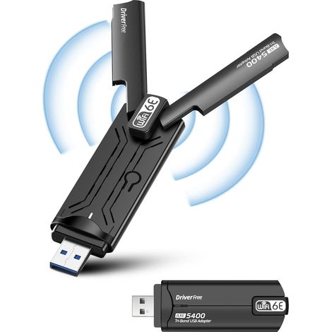Clé WiFi 6 E Puissante AX5400 Mbps, Clé WiFi pour PC Tri-Bande 6GHz/5 GHz/2,4 GHz, Adaptateur USB WiFi, Dongle WiFi, MU-MIMO/USB3.0/WPA3 pour Windows 10/11 (1/5)
