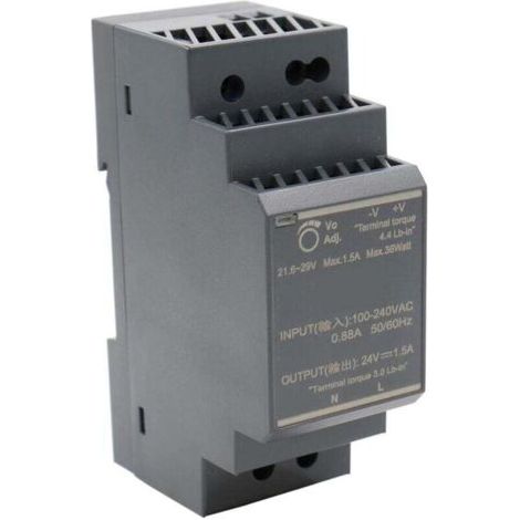 Pair 24V 1,5A 36W DIN-Schienen-Netzteil – Einstellbare Spannung – Kurzschlussschutz – Temperaturbereich -30 bis +70°C (1/4)