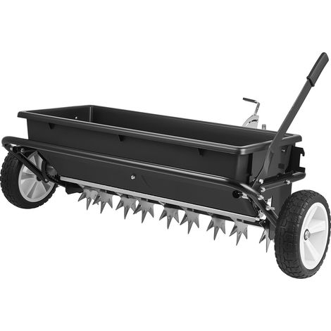 Épandeur Engrais Tracté 45 kg Épandeur à Semence à Remorquer avec Aérateur Gazon, Semoir pour Graines, Sel, Compatible avec VTT UTV, Largeur Épandage 81 cm, avec Attelage Universel, Roue 25,4 cm (1/5)