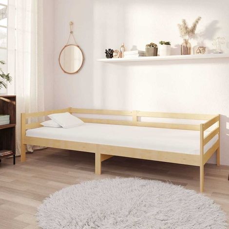 Sofá cama con colchón madera de pino maciza 90x200 cm (1/5)