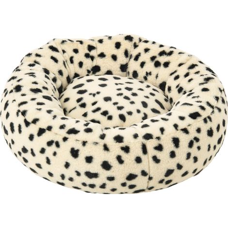 Panier pour chat motif dalmatien - blanc et noir (1/4)