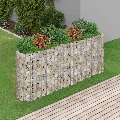 Lit surélevé à gabion-Jardinière en cage à pierre-Jardinière à gabion Fer galvanisé 260x50x100 cm (1/5)