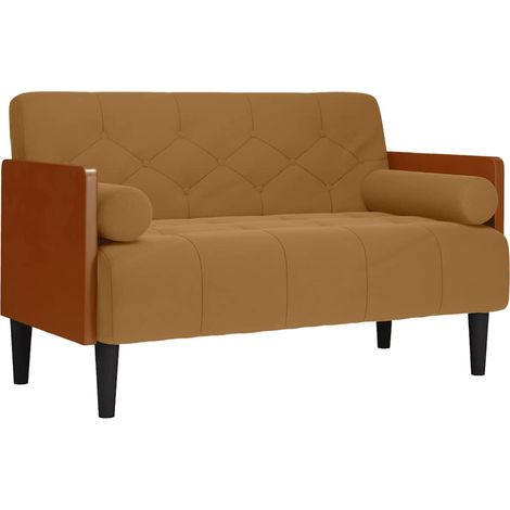 Divano  Sofa Divanetto con Cuscini Bolster Marrone 110 cm Velluto (1/5)