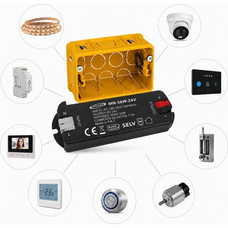 Trasformatore Alimentatore Slim 24V 36W per Scatola 503 Strisce LED Domotica Moduli Smart Telecamere (1/5)