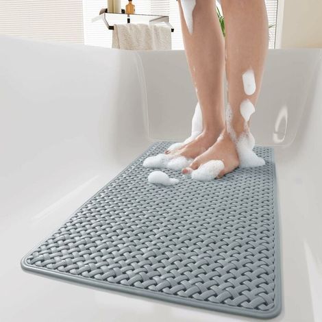 Rutschfeste Badematte 35,5 x 68,5 cm (14 x 27 Zoll) mit starken Saugnäpfen, Abflusslöchern, maschinenwaschbar, geruchlosem PVC (1/5)