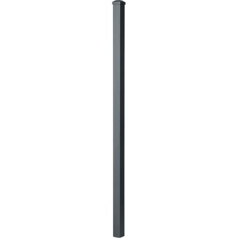 Easycloture – Poteau aluminium pour clôture à sceller – Hauteur 1.36 m – Section 50 x 50 mm – Couleur gris – Chapeau inclus