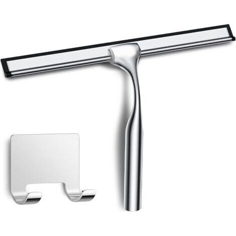 Raclette Douche en Acier INOX avec Crochet, Raclette de Douche Argent, Raclette Vitre Douche, Raclette Salle de Bain pour Carrelage Mur Verre Porte Miroirs Fenêtres Table (1/5)