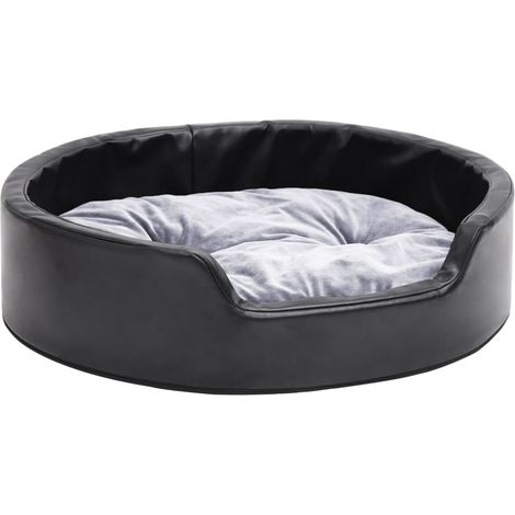 Lit pour chiens Lit pour animal Noir et gris 69x59x19 cm Peluche et similicuir CFW72667 (1/5)