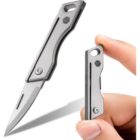 Mini couteau de poche, petit couteau pliant en titane avec trou de porte-clés intégré pour un transport quotidien (1/5)