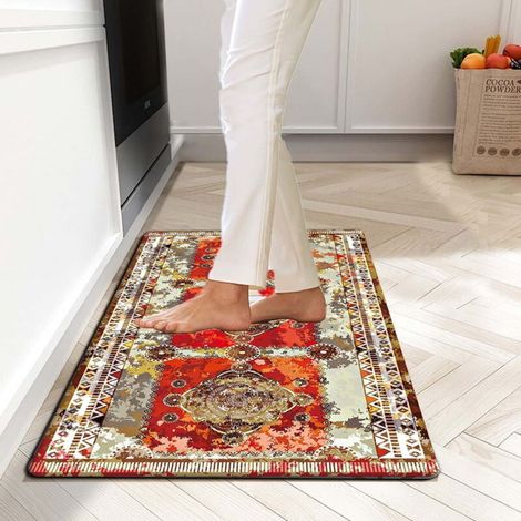 YMYNY Tapis de cuisine anti-fatigue, tapis de sol confortables Tapis de cuisine en PVC antidérapants Coussin Ergo-Foam Tapis de bureau debout pour cuisine, évier, buanderie et bureau (18" × 30")