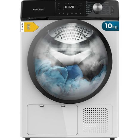 Sèche-linge avec pompe à chaleur steel, capacité de charge de 9 kg, classe A+++, moteur Inverter Plus, Full Touch, Repassage facile, 15 programmes et tambour en acier inoxydable.