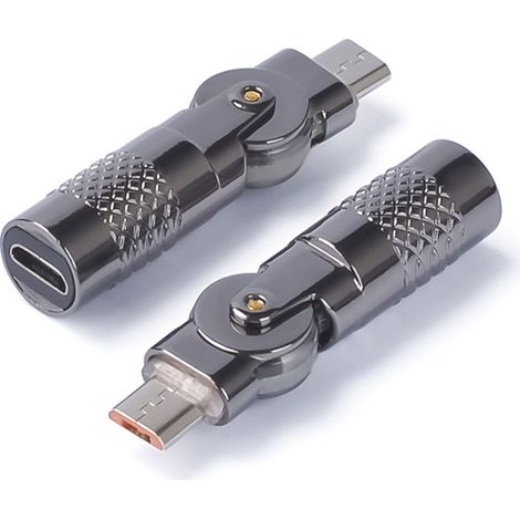 Rotating zinc alloy Micro USB to Micro USB charging adapter for data transfer and charging (1/5)