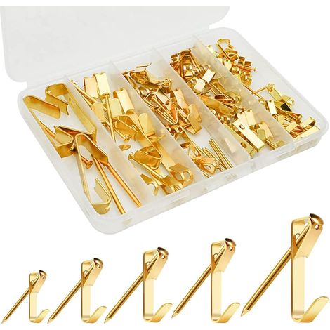 120 Pieces Picture Frame Hooks, Wall Picture Hooks with Screws, Hangers for Fixing Frames, Photos, Mirrors, Clocks (1/4)