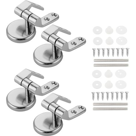 Ensemble de 4 charnières universelles pour abattant de toilette en acier inoxydable, accessoires de remplacement pour couvercle de toilette, réparation facile, compatibles avec tous les abattants et c (1/5)