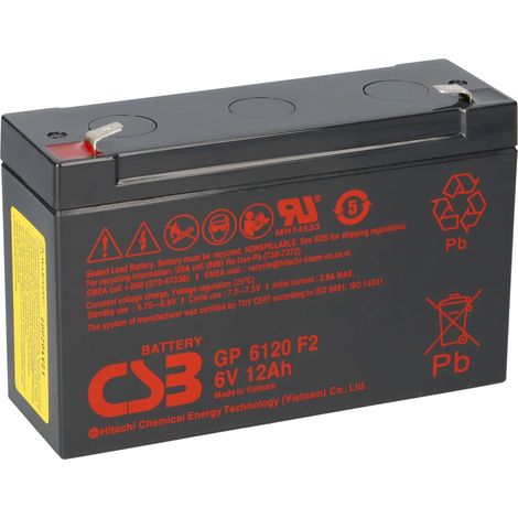 CSB GP6120 AGM Bleiakku 6V 12Ah T2 / Faston 6,3 mm (1/5)